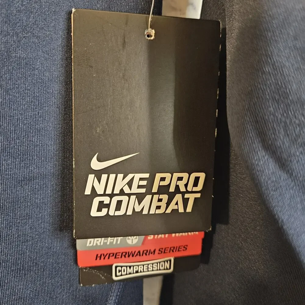 Nike Pro Combat Shirt Mens Size M Blue Long Sleeve Compression Dri-FIT NWT